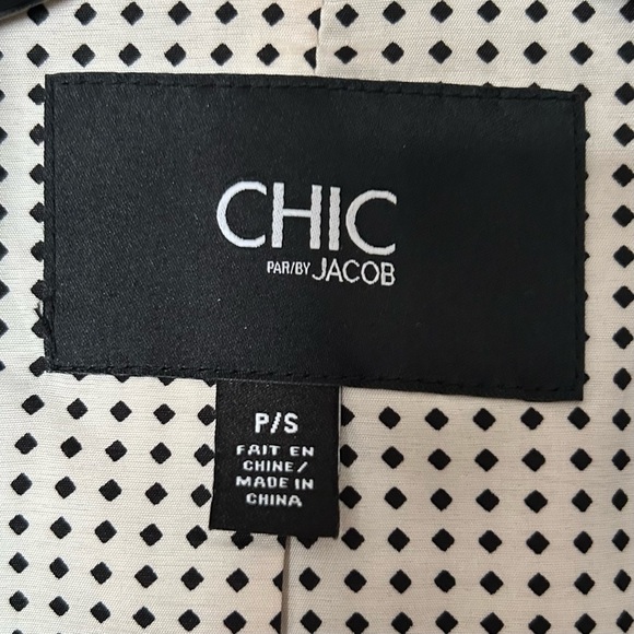 Chic By Jacob Petite Small Black Fitted Blazer Polka Dot Lining Office Siren 90s - Picture 7 of 10